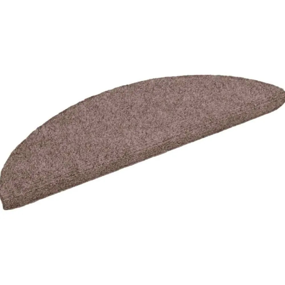 vidaXL Productos Del Hogar-Felpudos autoadhesivos para escaleras, 15 unidades, 56 x 17 x 3 cm, marrón claro, semicirculares