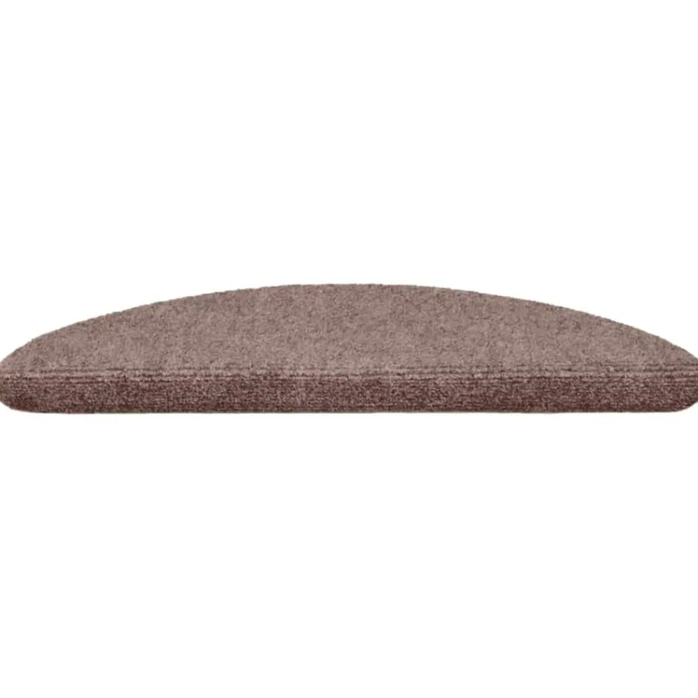 vidaXL Productos Del Hogar-Felpudos autoadhesivos para escaleras, 15 unidades, 56 x 17 x 3 cm, marrón claro, semicirculares