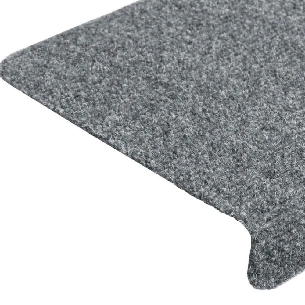 vidaXL Felpudos autoadhesivos para escaleras, 15 unidades, 65 x 21 x 4 cm, , borde rectangular Gris claro Clearance