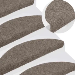 vidaXL Felpudos autoadhesivos para escaleras, 5 unidades, , semicirculares, 56 x 17 x 3 cm Beige Clearance