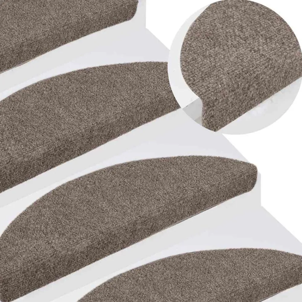 vidaXL Felpudos autoadhesivos para escaleras, 5 unidades, , semicirculares, 56 x 17 x 3 cm Beige Clearance