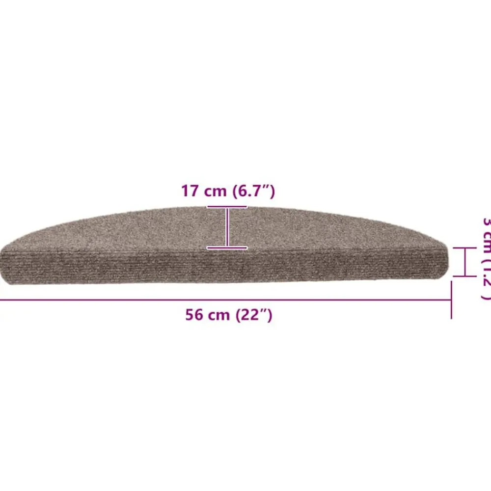 vidaXL Felpudos autoadhesivos para escaleras, 5 unidades, , semicirculares, 56 x 17 x 3 cm Beige Clearance