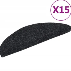vidaXL Productos Del Hogar-Felpudos autoadhesivos para escaleras, 15 unidades, 56 x 17 x 3 cm, s, semicirculares