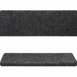 vidaXL Felpudos autoadhesivos para escaleras, 15 unidades, 65 x 21 x 4 cm, borde rectangular, Gris oscuro Outlet