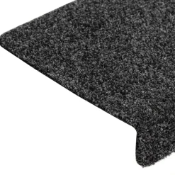 vidaXL Felpudos autoadhesivos para escaleras, 15 unidades, 65 x 21 x 4 cm, borde rectangular, Gris oscuro Outlet
