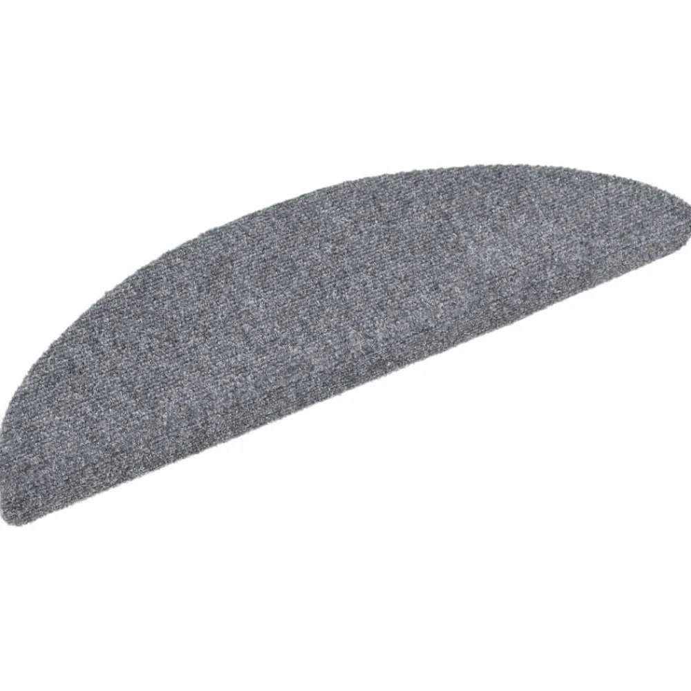 vidaXL Felpudos autoadhesivos para escaleras, 15 unidades, 56 x 17 x 3 cm, , semicirculares Gris claro New