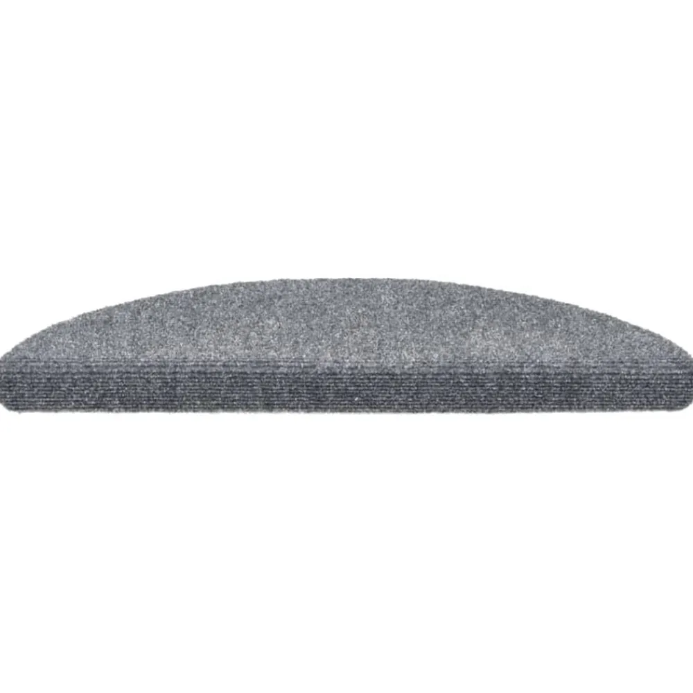 vidaXL Felpudos autoadhesivos para escaleras, 15 unidades, 56 x 17 x 3 cm, , semicirculares Gris claro New
