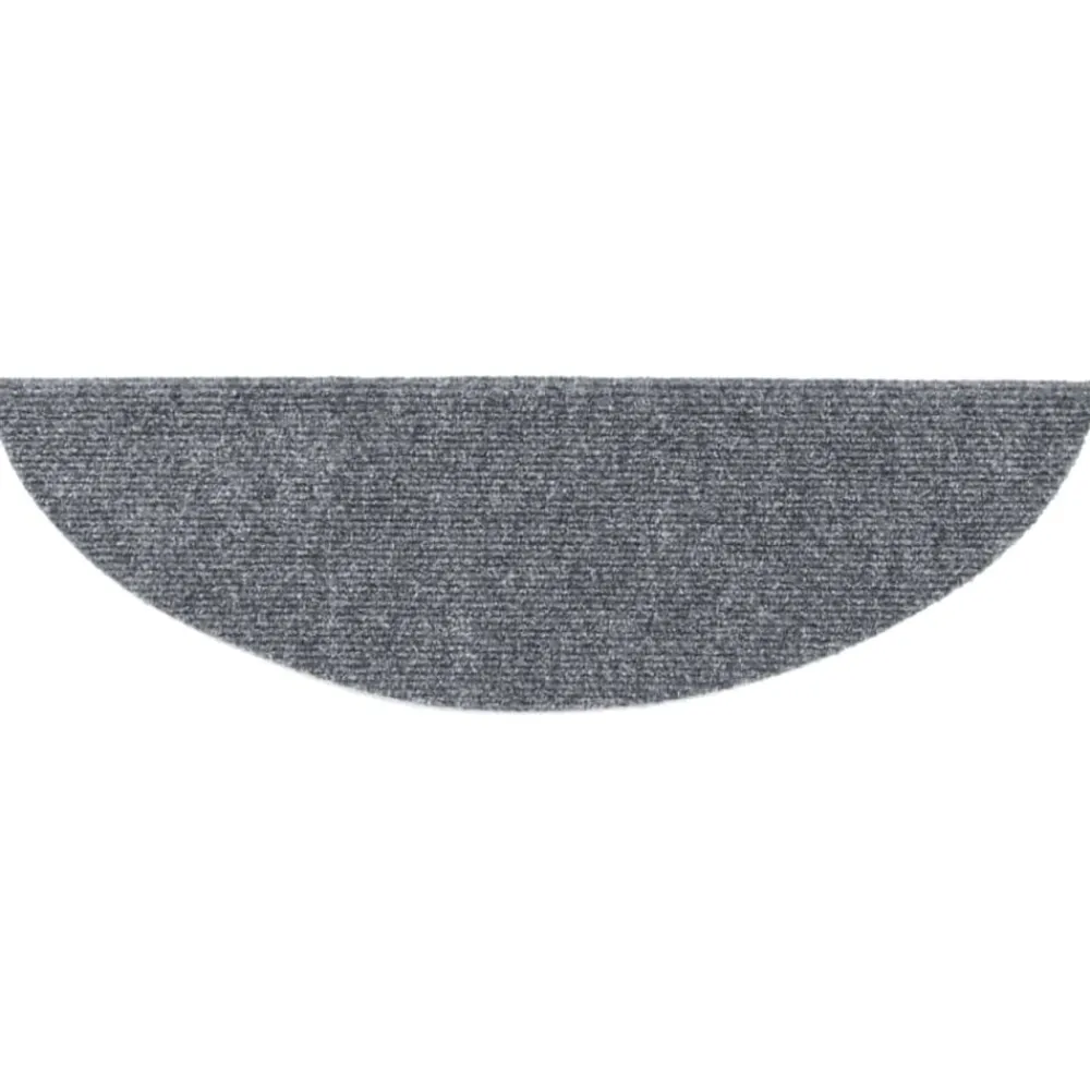vidaXL Felpudos autoadhesivos para escaleras, 15 unidades, 56 x 17 x 3 cm, , semicirculares Gris claro New