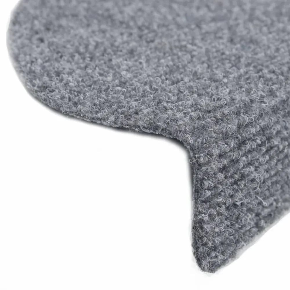 vidaXL Felpudos autoadhesivos para escaleras, 15 unidades, 56 x 17 x 3 cm, , semicirculares Gris claro New