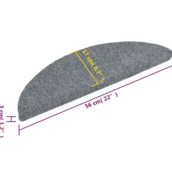 vidaXL Felpudos autoadhesivos para escaleras, 15 unidades, 56 x 17 x 3 cm, , semicirculares Gris claro New