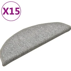vidaXL Productos Del Hogar-Felpudos para escaleras (15 unidades, 56 x 17 x 3 cm, gris claro, semicirculares)