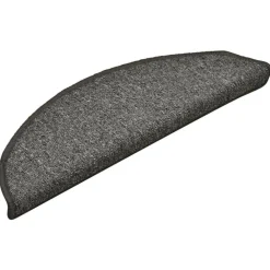 vidaXL Felpudos para escaleras (15 unidades, 56 x 17 x 3 cm, gris oscuro, semicirculares) Gris y negro