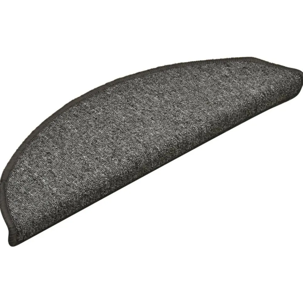 vidaXL Felpudos para escaleras (15 unidades, 56 x 17 x 3 cm, gris oscuro, semicirculares) Gris y negro