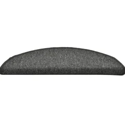 vidaXL Felpudos para escaleras (15 unidades, 56 x 17 x 3 cm, gris oscuro, semicirculares) Gris y negro