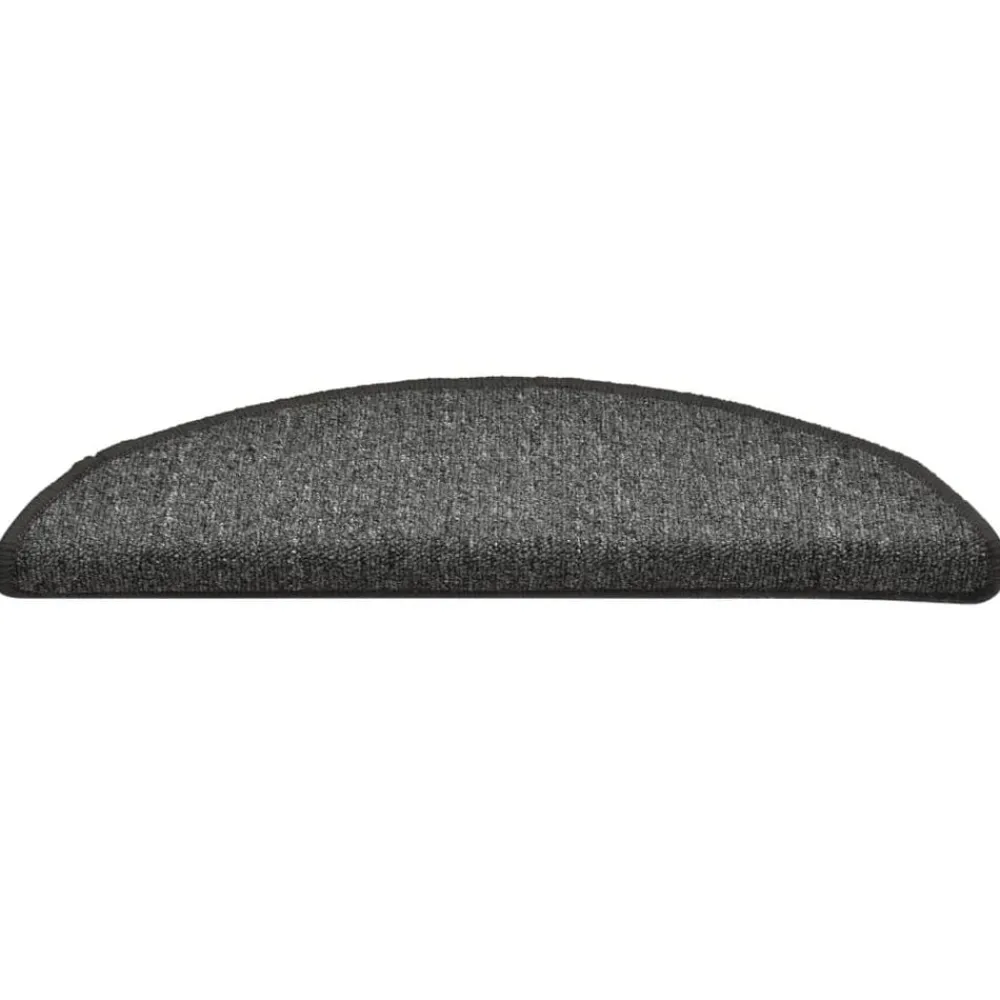 vidaXL Felpudos para escaleras (15 unidades, 56 x 17 x 3 cm, gris oscuro, semicirculares) Gris y negro