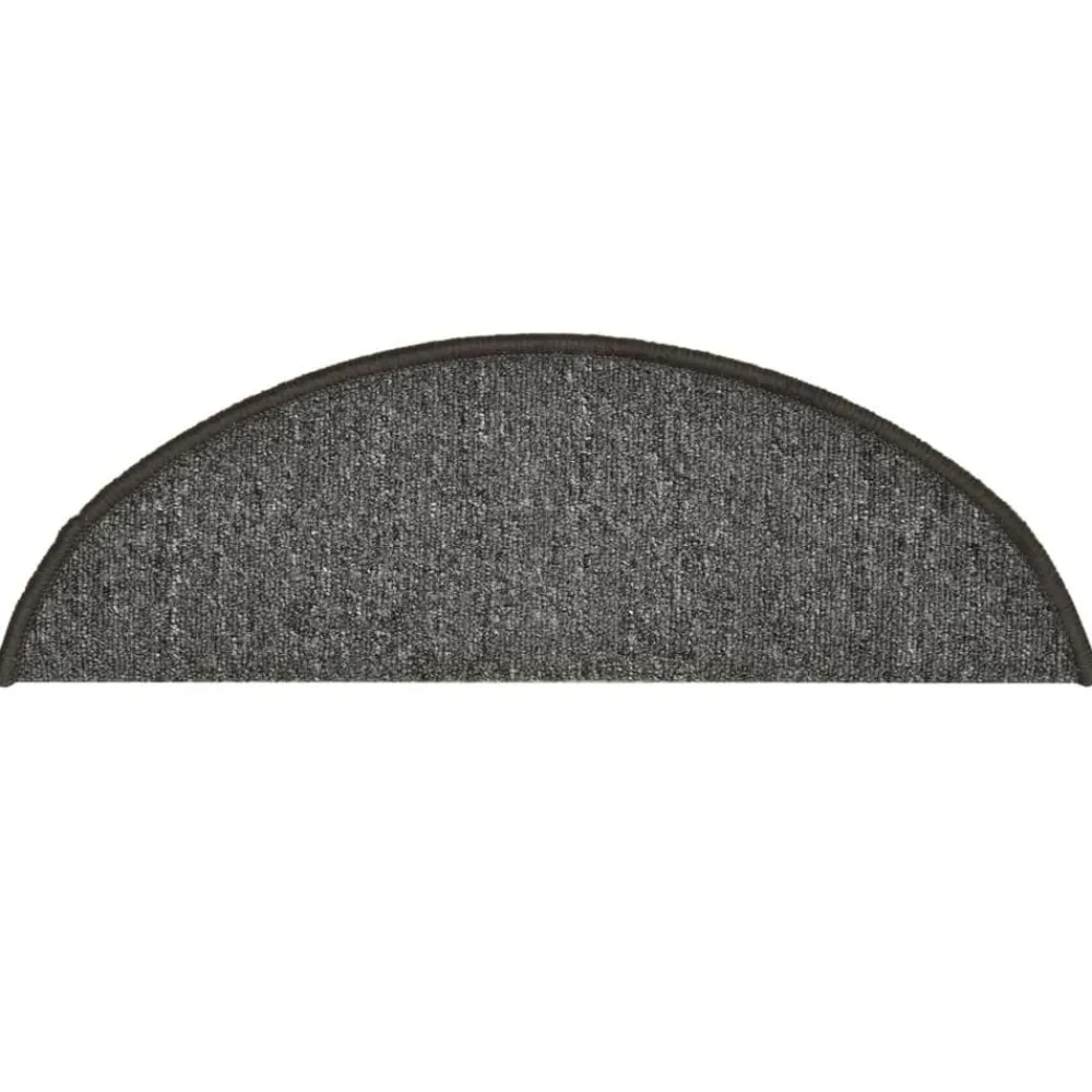 vidaXL Felpudos para escaleras (15 unidades, 56 x 17 x 3 cm, gris oscuro, semicirculares) Gris y negro