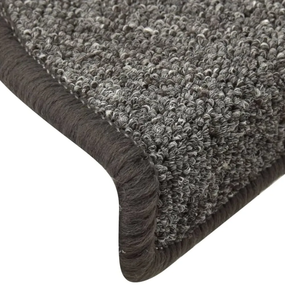 vidaXL Felpudos para escaleras (15 unidades, 56 x 17 x 3 cm, gris oscuro, semicirculares) Gris y negro