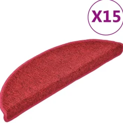 vidaXL Felpudos para escaleras 15 unidades 56x17x3 cm s Semicirculares Rojo New