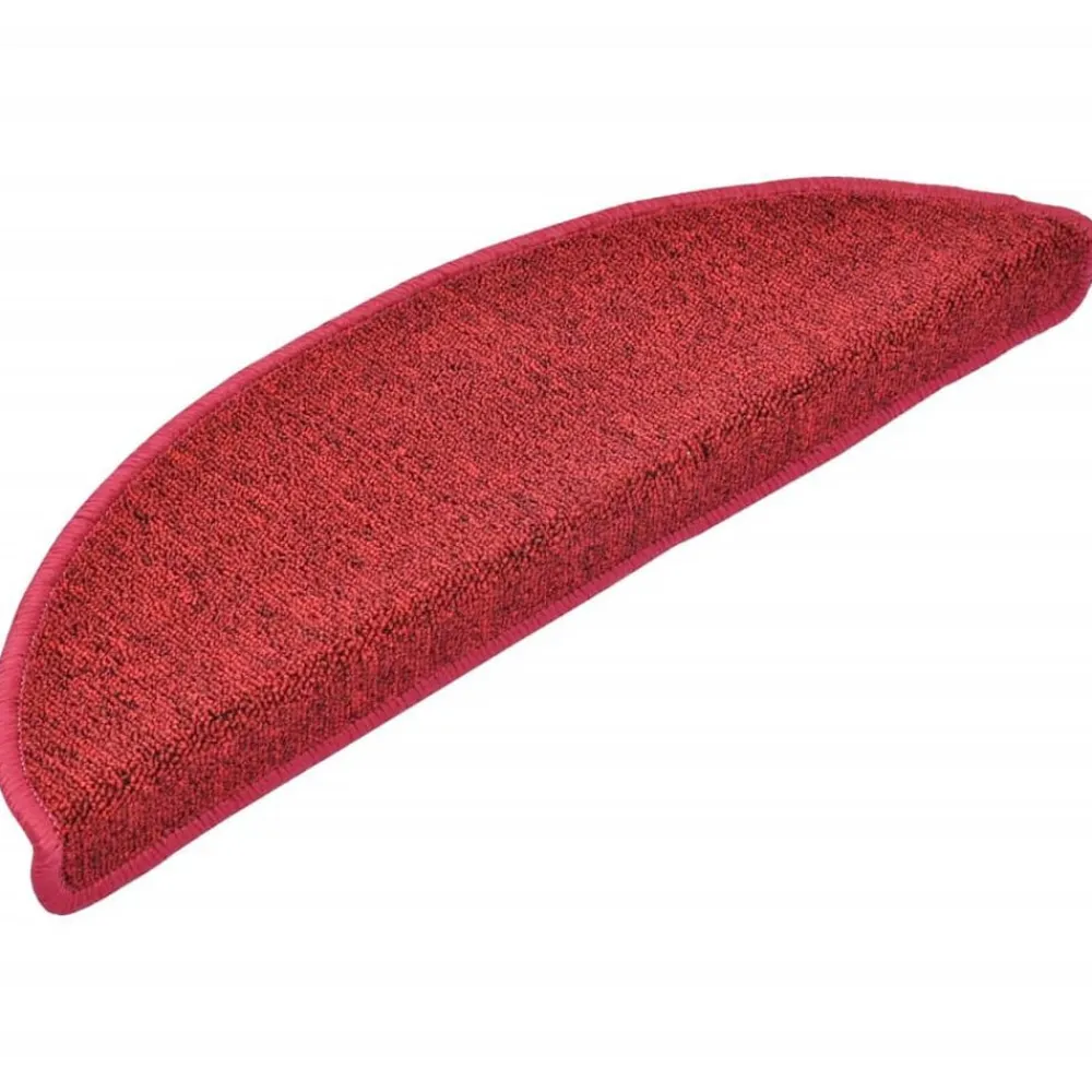 vidaXL Felpudos para escaleras 15 unidades 56x17x3 cm s Semicirculares Rojo New