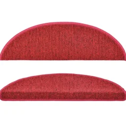 vidaXL Felpudos para escaleras 15 unidades 56x17x3 cm s Semicirculares Rojo New
