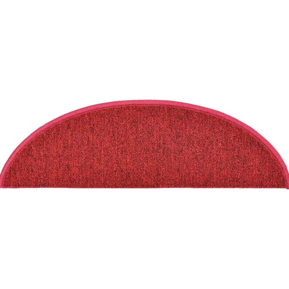 vidaXL Felpudos para escaleras 15 unidades 56x17x3 cm s Semicirculares Rojo New