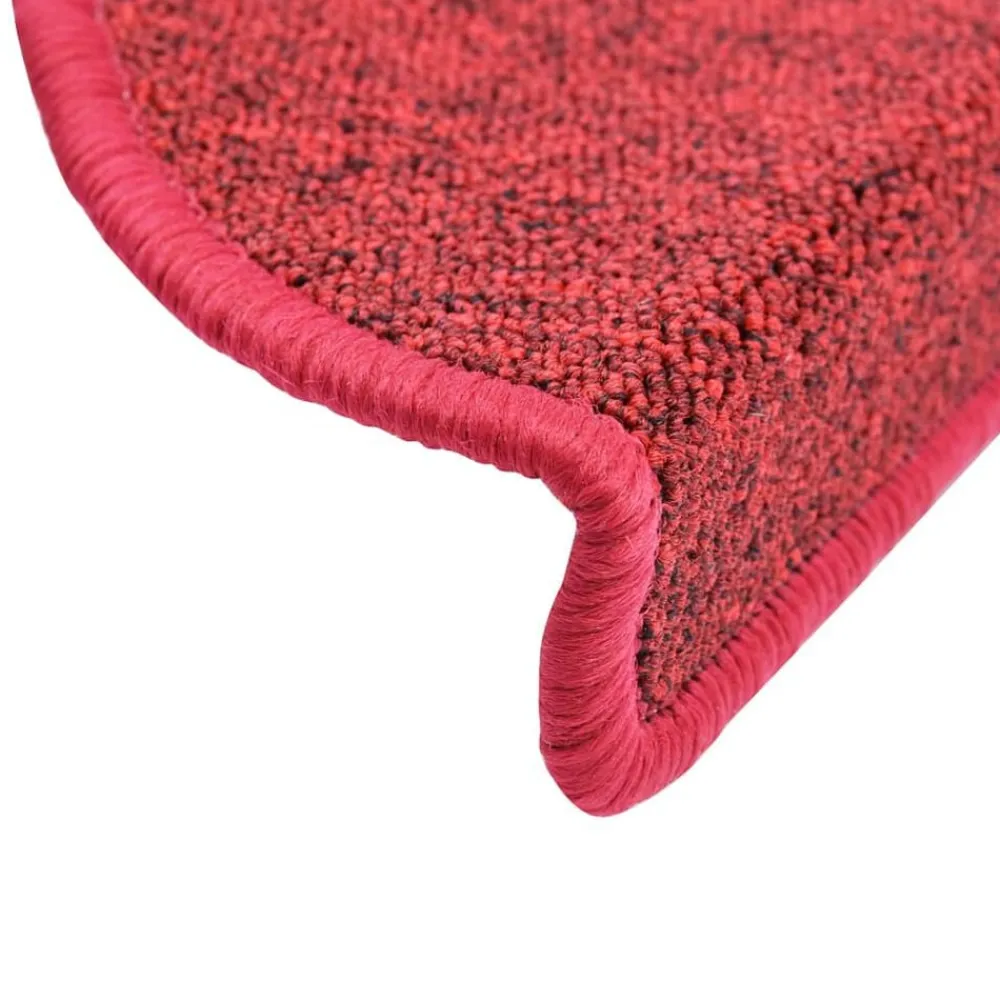 vidaXL Felpudos para escaleras 15 unidades 56x17x3 cm s Semicirculares Rojo New