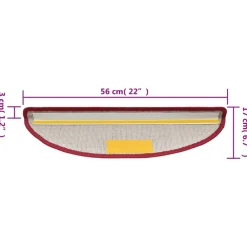 vidaXL Felpudos para escaleras 15 unidades 56x17x3 cm s Semicirculares Rojo New