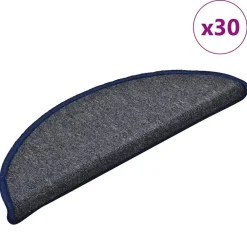 vidaXL Felpudos para escaleras (30 unidades, 56 x 17 x 3 cm, gris oscuro y azul, semicirculares) dark green and blue Discount