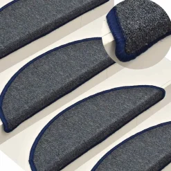 vidaXL Felpudos para escaleras (30 unidades, 56 x 17 x 3 cm, gris oscuro y azul, semicirculares) dark green and blue Discount