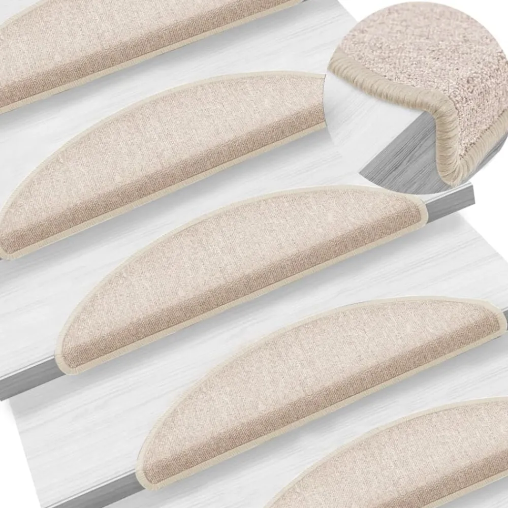 vidaXL Productos Del Hogar-Felpudos para escaleras 15 unidades 56x17x3 cm gris topo semicirculares