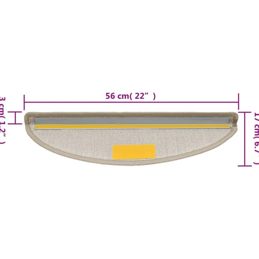 vidaXL Productos Del Hogar-Felpudos para escaleras 15 unidades 56x17x3 cm gris topo semicirculares