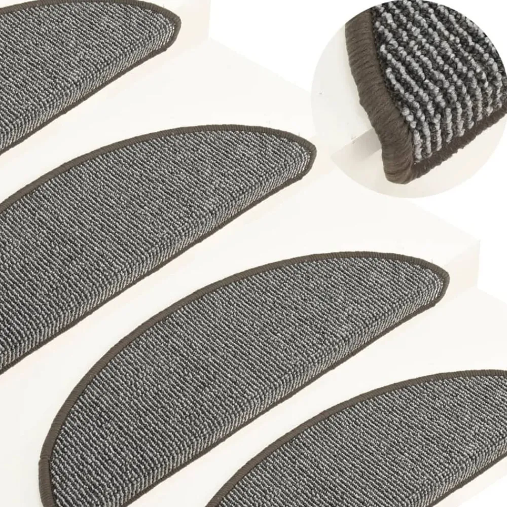 vidaXL Felpudos para escaleras (15 unidades, 56 x 17 x 3 cm, , semicirculares) Gris Discount