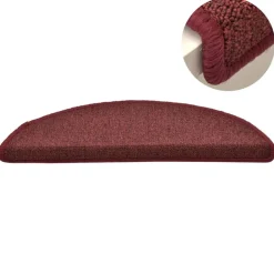 vidaXL Productos Del Hogar-Felpudos para escaleras 15 unidades 56x17x3 cm Burdeos Semicirculares