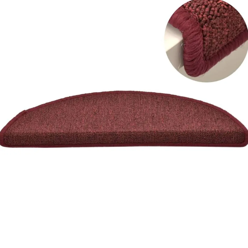 vidaXL Productos Del Hogar-Felpudos para escaleras 15 unidades 56x17x3 cm Burdeos Semicirculares