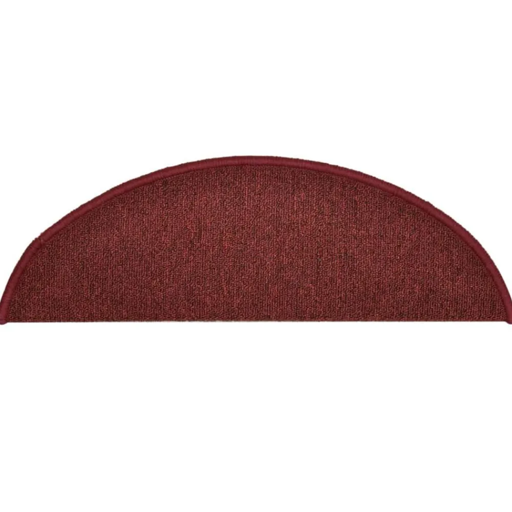 vidaXL Productos Del Hogar-Felpudos para escaleras 15 unidades 56x17x3 cm Burdeos Semicirculares