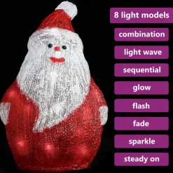 vidaXL Figura de Papá Noel de acrílico navideño LED 28 cm Rojo Best