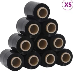 vidaXL Material De Oficina-Film estirable 50 pcs negra 23 µm 10 cm x 150 m