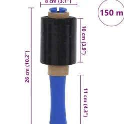 vidaXL Material De Oficina-Film estirable 50 pcs negra 23 µm 10 cm x 150 m