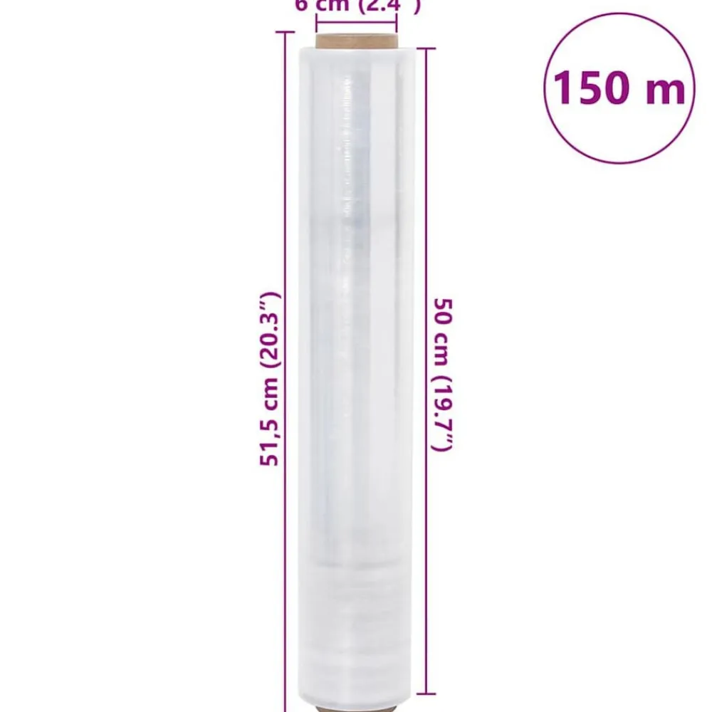 vidaXL Film estirable 2 unidades 20 μm 50 cm x 150 m Transparente Hot