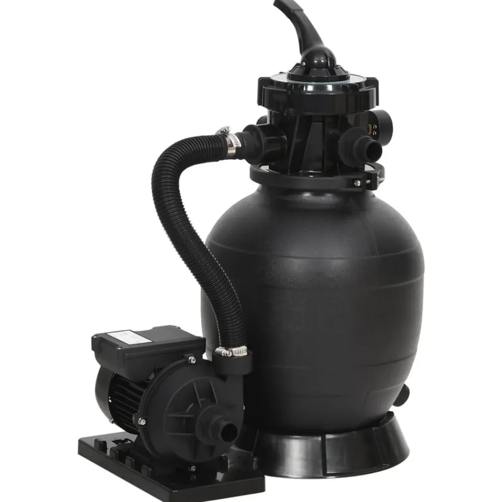 vidaXL Filtro de arena para piscinas con válvula de 6 vías negro Outlet