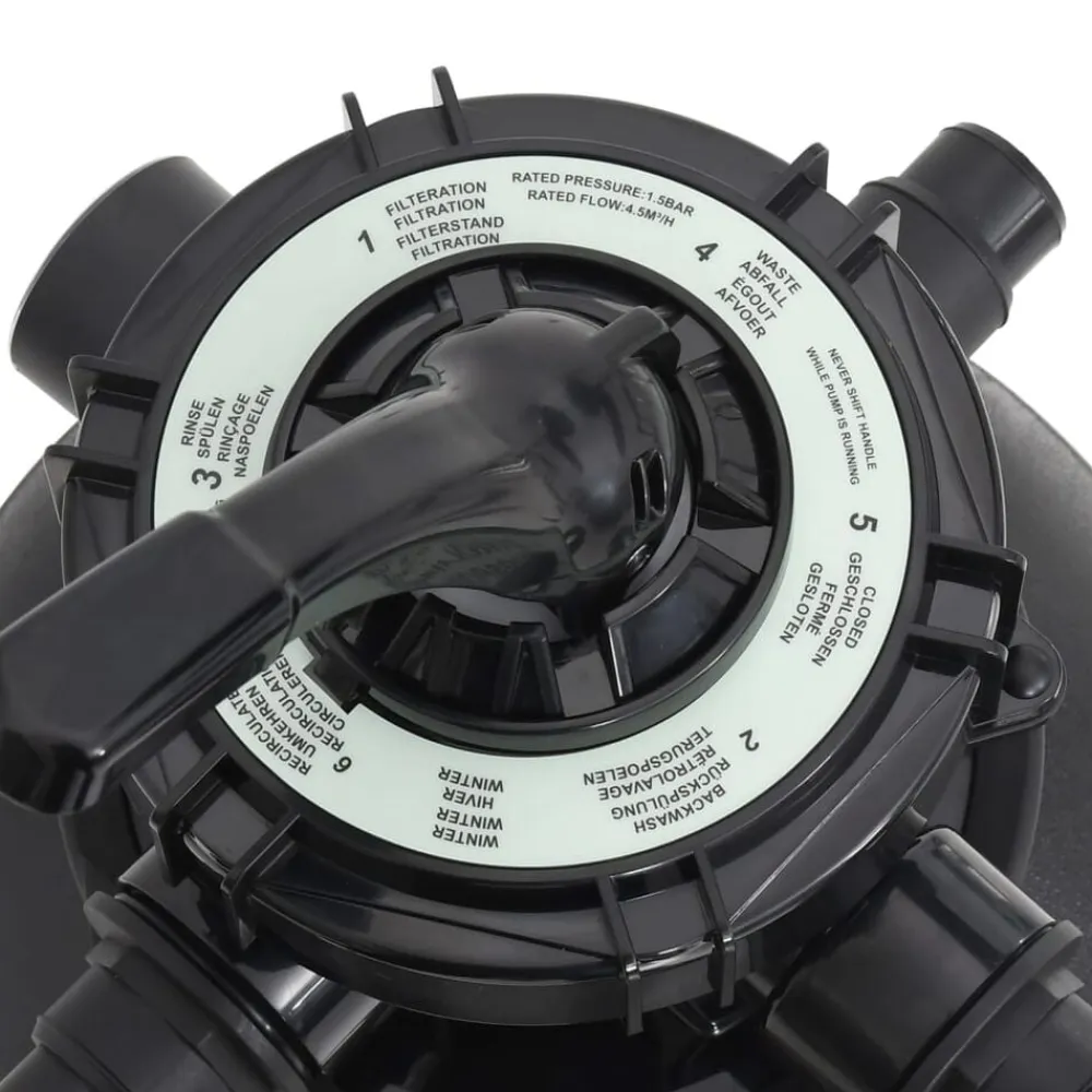 vidaXL Filtro de arena para piscinas con válvula de 6 vías negro Outlet