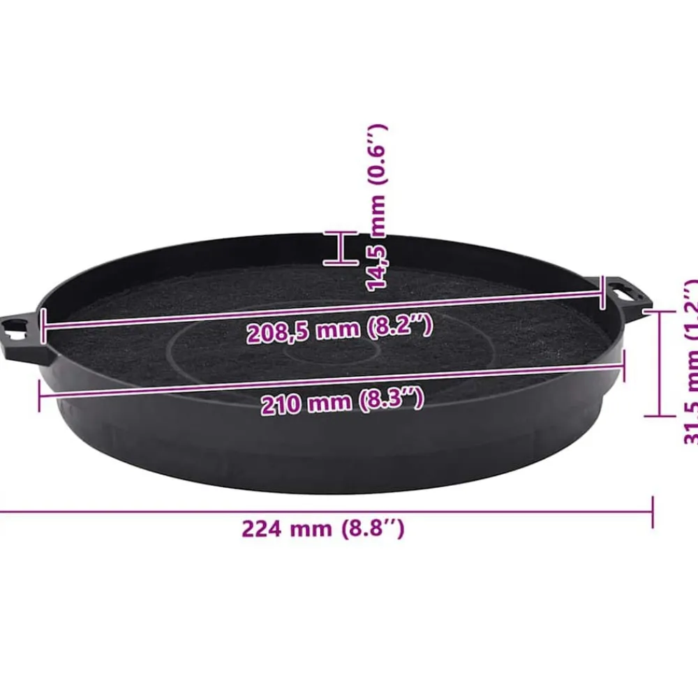 vidaXL Cocina Y Comedor-Filtros de carbón para camapana extractora 2 unidades 210 mm