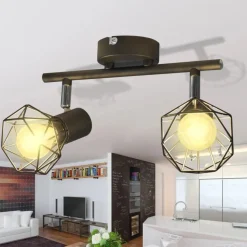vidaXL Foco con 2 bombillas de filamento LED estilo industrial negro Clearance
