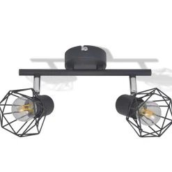 vidaXL Foco con 2 bombillas de filamento LED estilo industrial negro Clearance