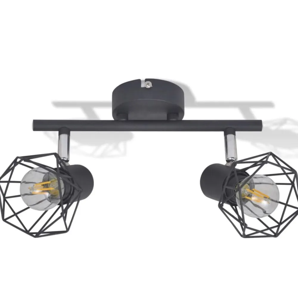 vidaXL Foco con 2 bombillas de filamento LED estilo industrial negro Clearance