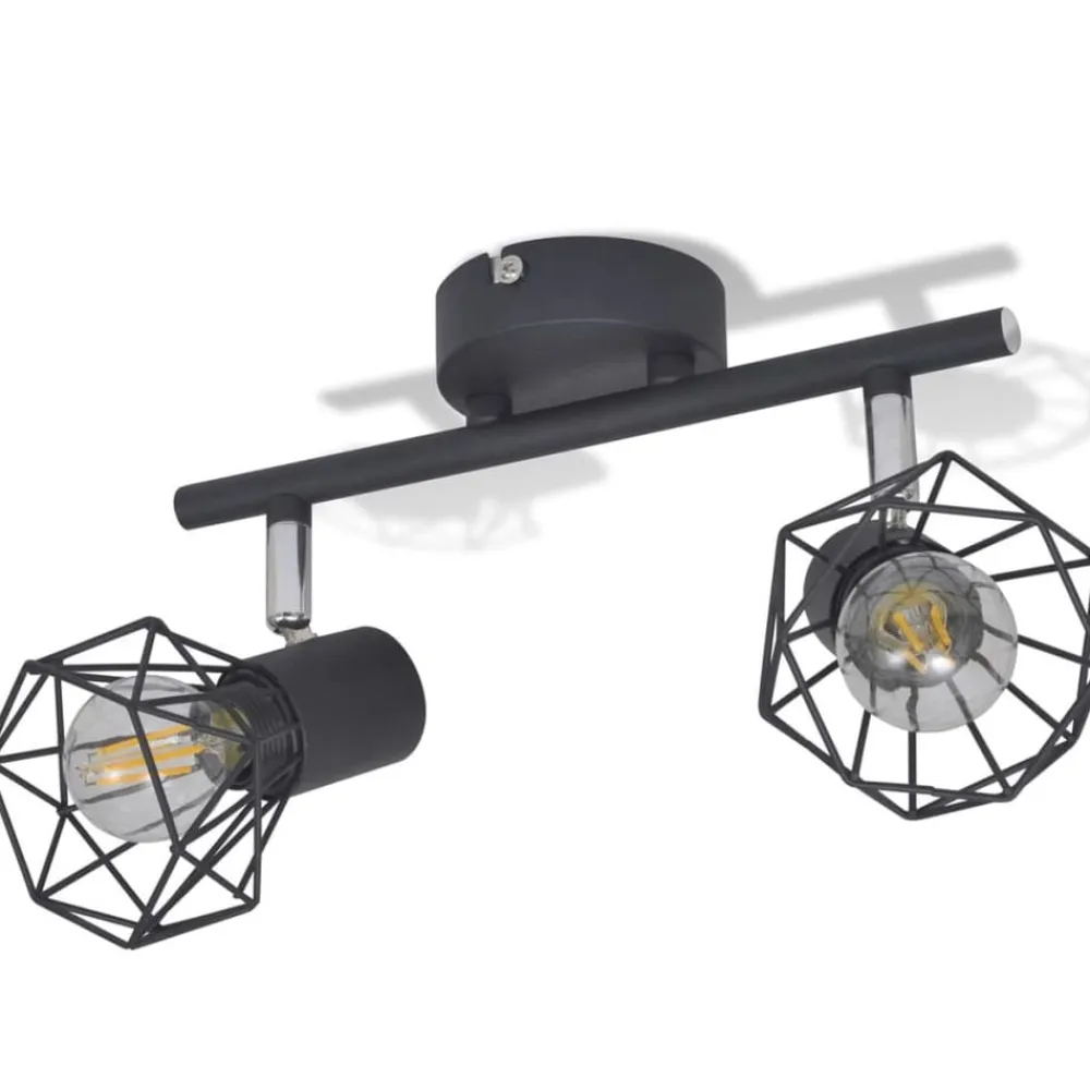 vidaXL Foco con 2 bombillas de filamento LED estilo industrial negro Clearance