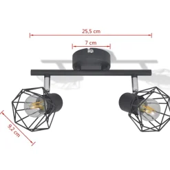 vidaXL Foco con 2 bombillas de filamento LED estilo industrial negro Clearance