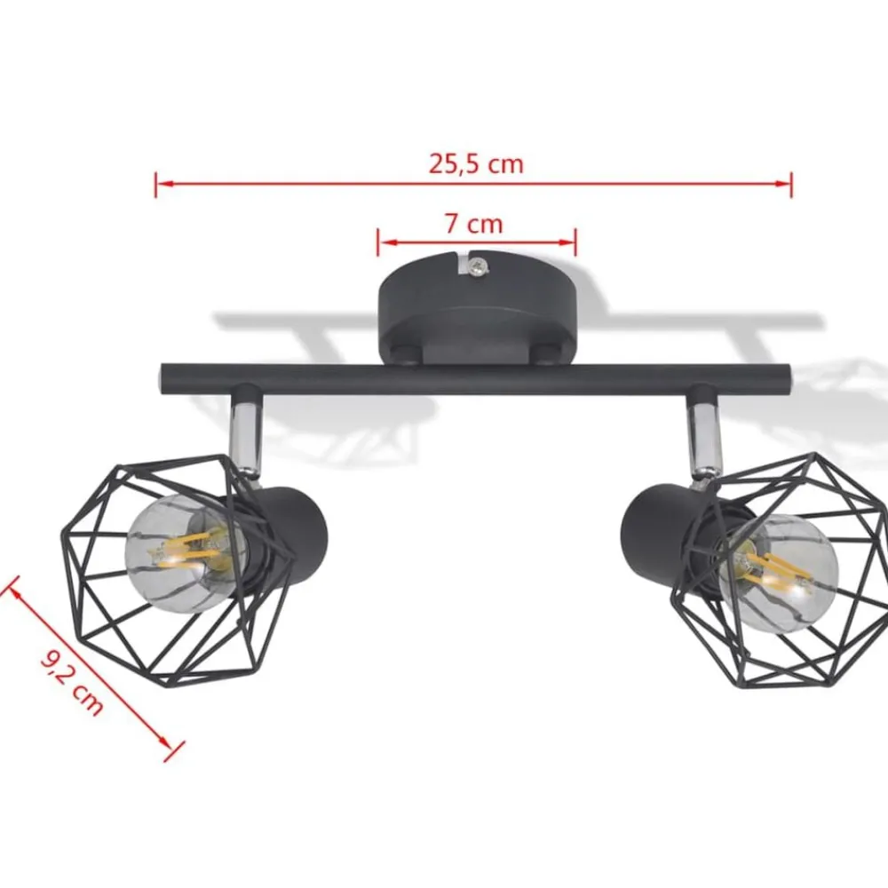 vidaXL Foco con 2 bombillas de filamento LED estilo industrial negro Clearance