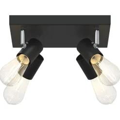 vidaXL Foco de techo con focos 26,5 x 26 x 11,5 cm Metal Negro Sale