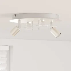 vidaXL Iluminación-Foco de techo con focos Níquel 29 x 29 x 11 cm Acero y Vidrio